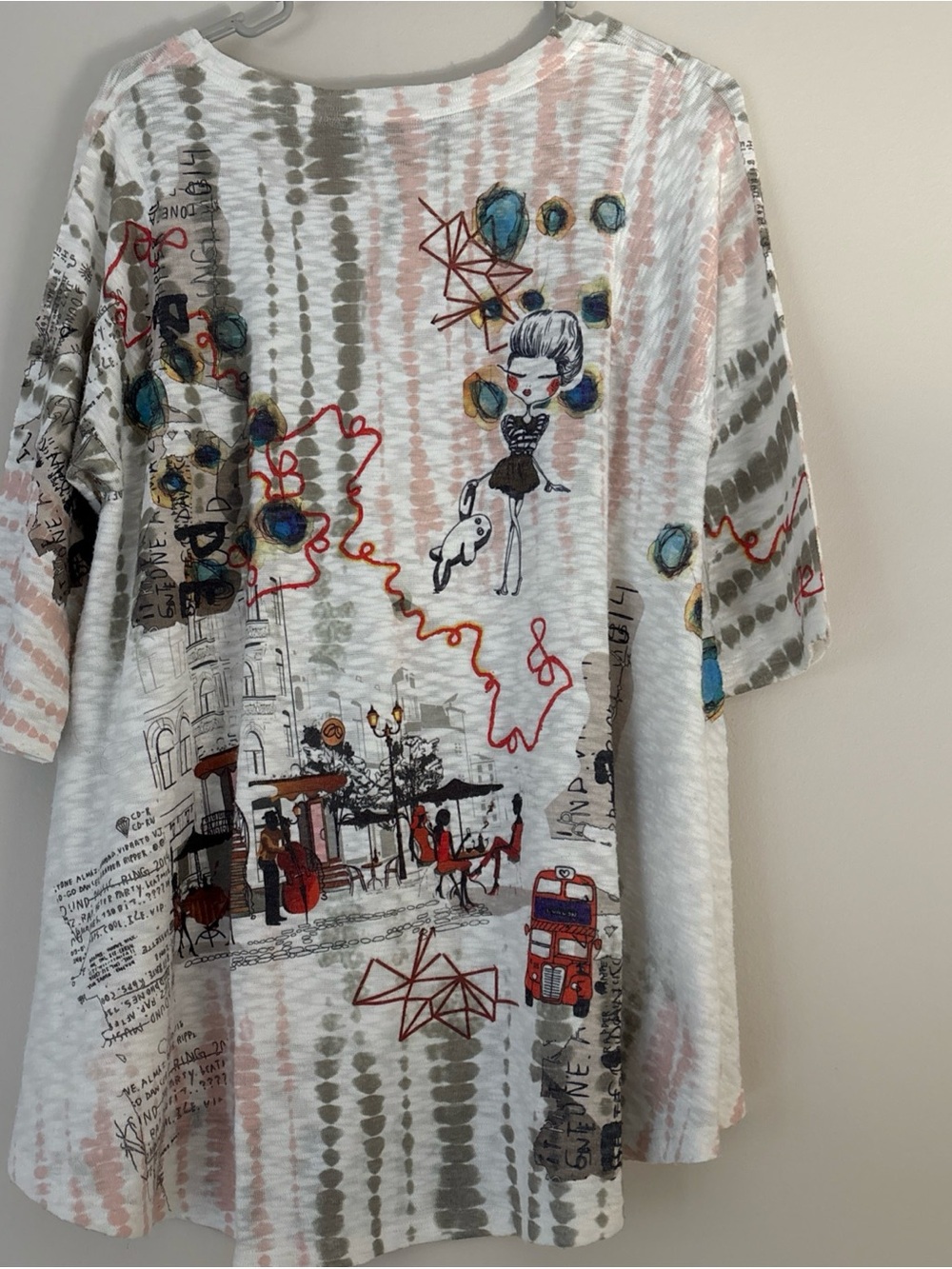 Artistic Scoop-Neck Tunic in White with Multi-Color Print - Picture 5 of 5